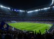 Suasana stadion Liga Champions di malam hari